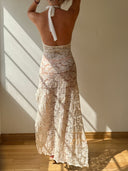 Claire Pettibone Halter Sheer Lace Gown M