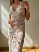 Claire Pettibone Halter Sheer Lace Gown M