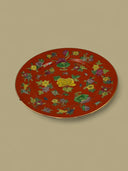 Chinese Red Floral Cloisonné Plate