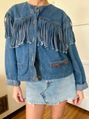 FRINGE DENIM JACKET M