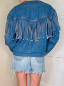 FRINGE DENIM JACKET M