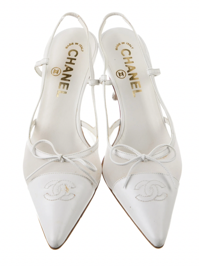 Chanel white best sale heels