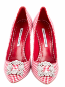 MANOLO BLAHNIK Plaid Pumps IT 38.5