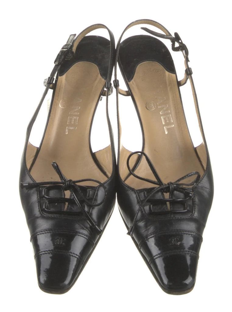 CHANEL Patent Leather Slingback Pumps IT 36.5