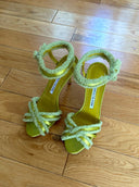 MANOLO BLAHNIK Satin Fuzzy Sandals IT 37