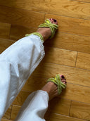 MANOLO BLAHNIK Satin Fuzzy Sandals IT 37