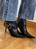 CHRISTIAN DIOR Leather Emblem Booties IT 38.5