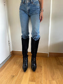 CHRISTIAN DIOR Knee-High Leather Western Boots IT 37