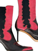 CHRISTIAN DIOR Red Leather Western Boots IT 40
