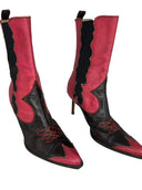 CHRISTIAN DIOR Red Leather Western Boots IT 40