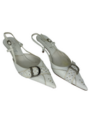 CHRISTIAN DIOR White Buckle Slingback Pumps IT 36