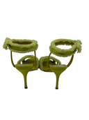 MANOLO BLAHNIK Satin Fuzzy Sandals IT 37