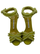 MANOLO BLAHNIK Satin Fuzzy Sandals IT 37