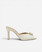 nou the mule in ivory satin gold gem bridal high heel side view