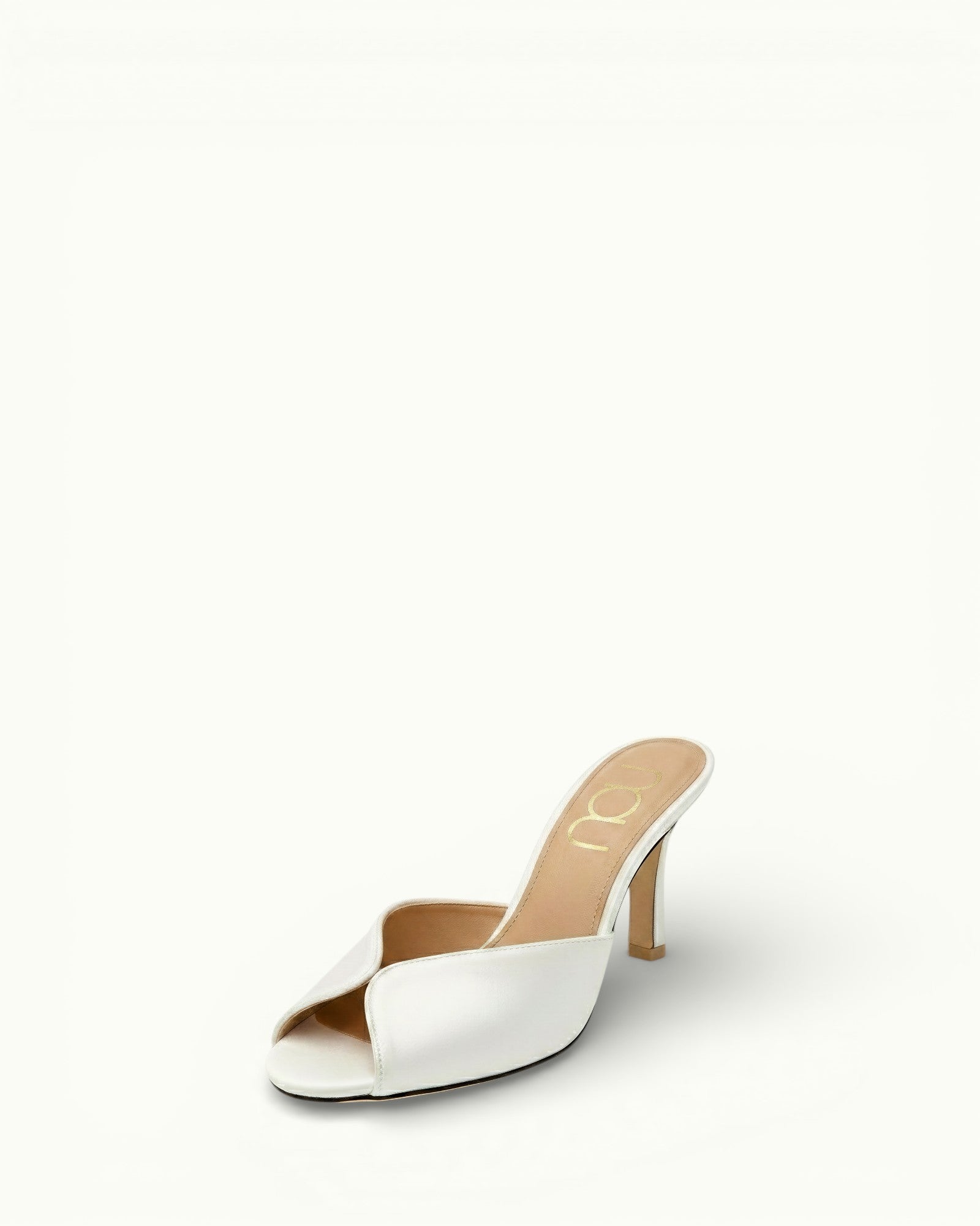 nou the mule classic ivory satin bridal high front view