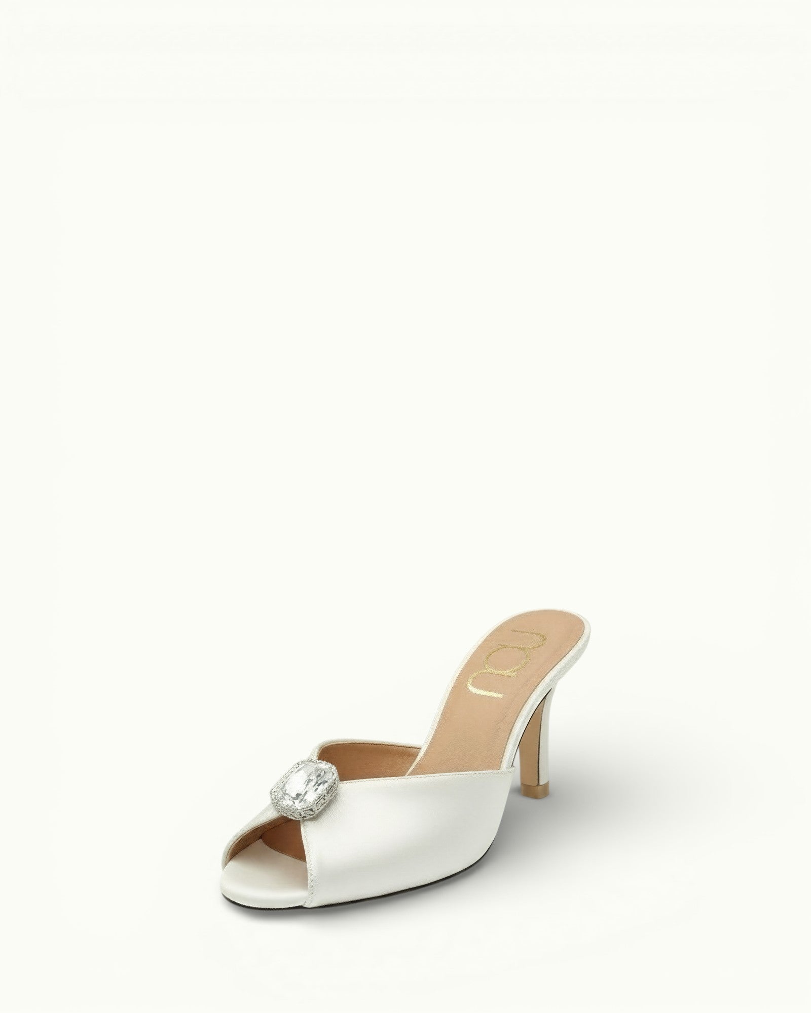 nou the mule in ivory satin platinum gem bridal high heel front view 2