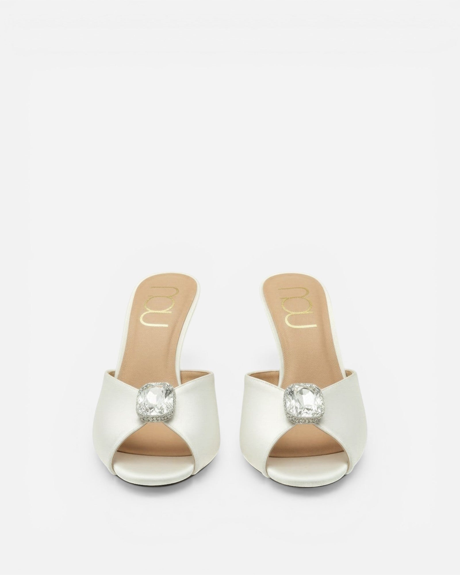 nou the mule in ivory satin platinum gem bridal high heel pair view