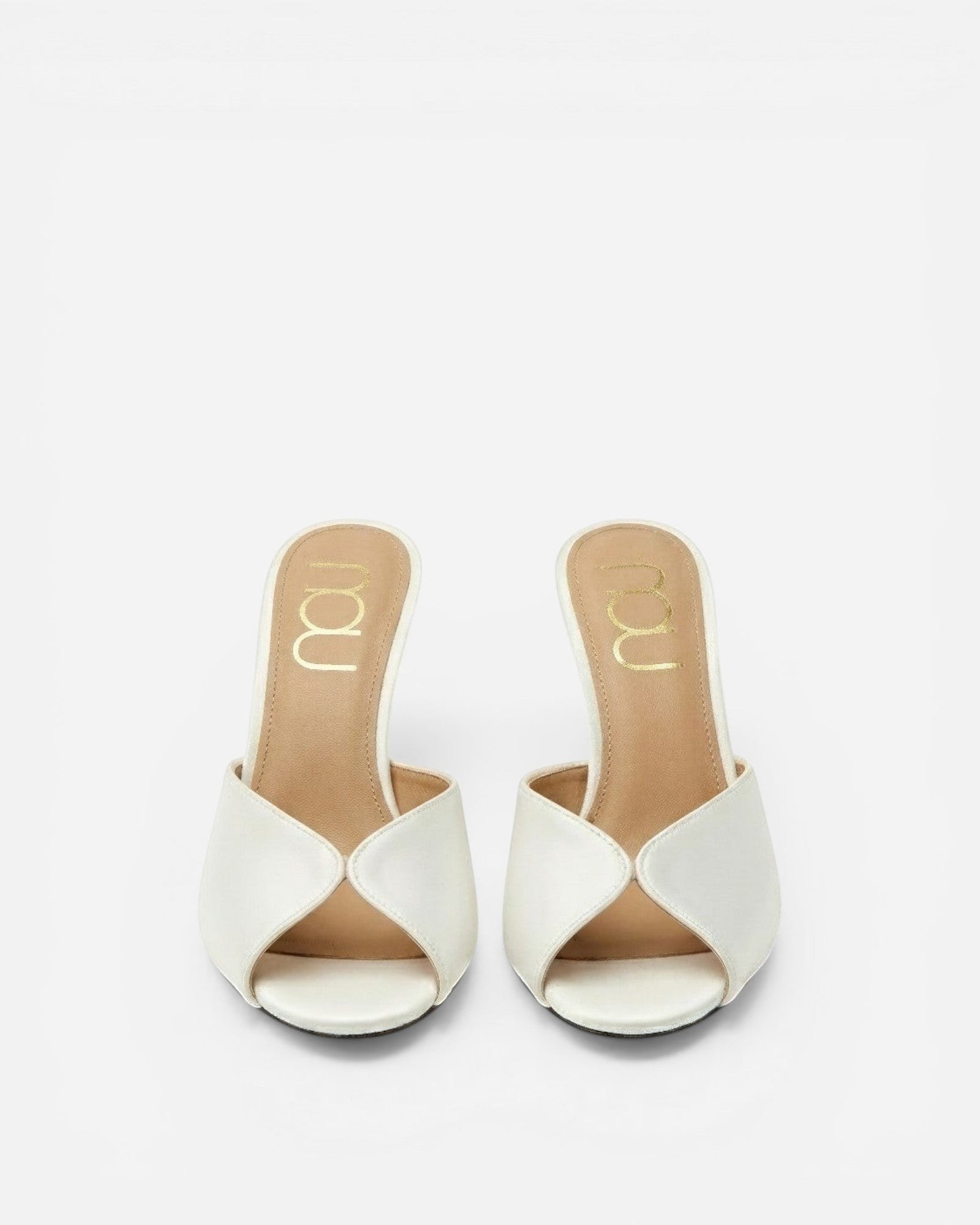 nou the mule classic ivory satin bridal high heel pair