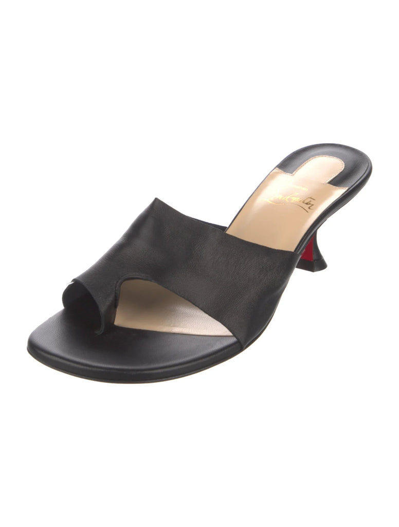 CHRISTIAN LOUBOUTIN LEATHER SLIDES IT 38