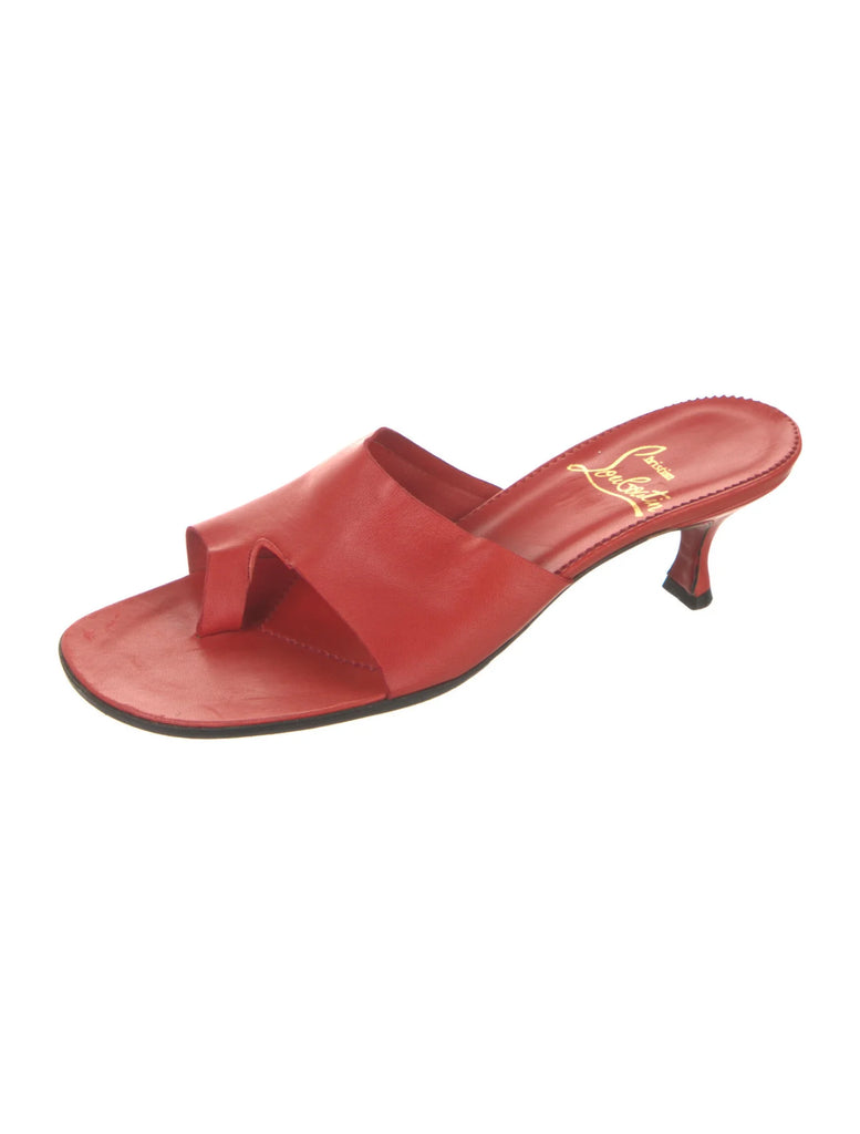 CHRISTIAN LOUBOUTIN LEATHER SLIDES IT 36.5