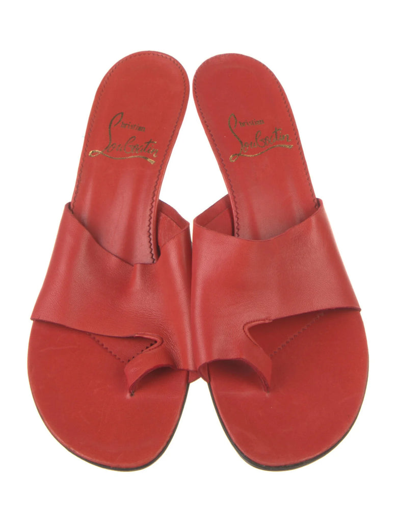 CHRISTIAN LOUBOUTIN LEATHER SLIDES IT 36.5