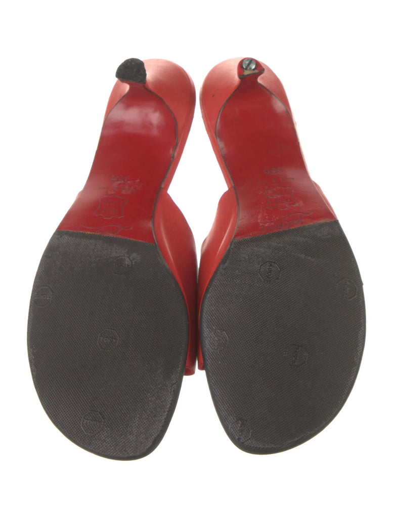 CHRISTIAN LOUBOUTIN LEATHER SLIDES IT 36.5