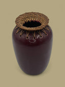 Woven-Rim Ceramic Vase