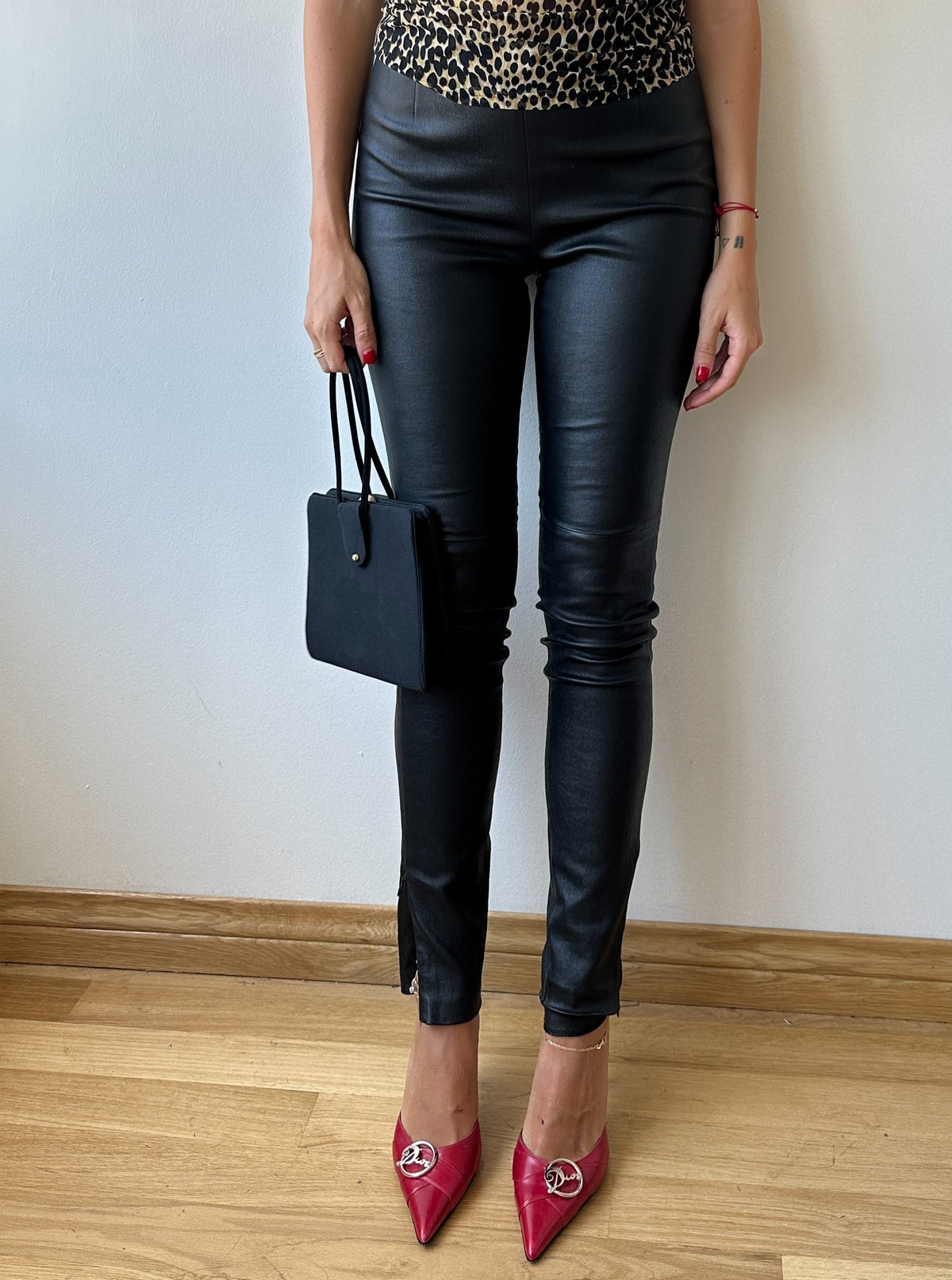 Leather leggings Dior Black size 36 FR in Leather - 40272139