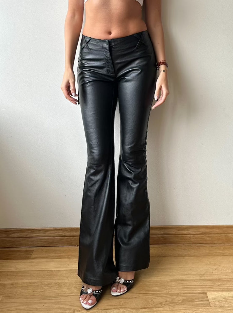 DOLCE & GABBANA FLARE LEATHER PANTS S