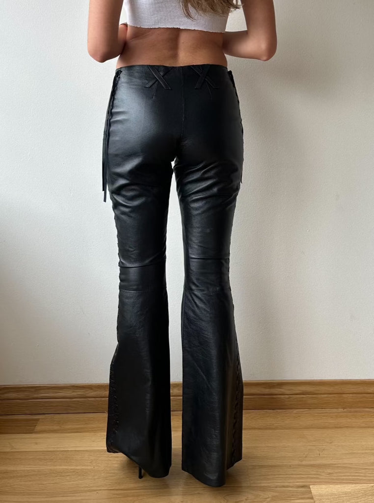 DOLCE & GABBANA FLARE LEATHER PANTS S