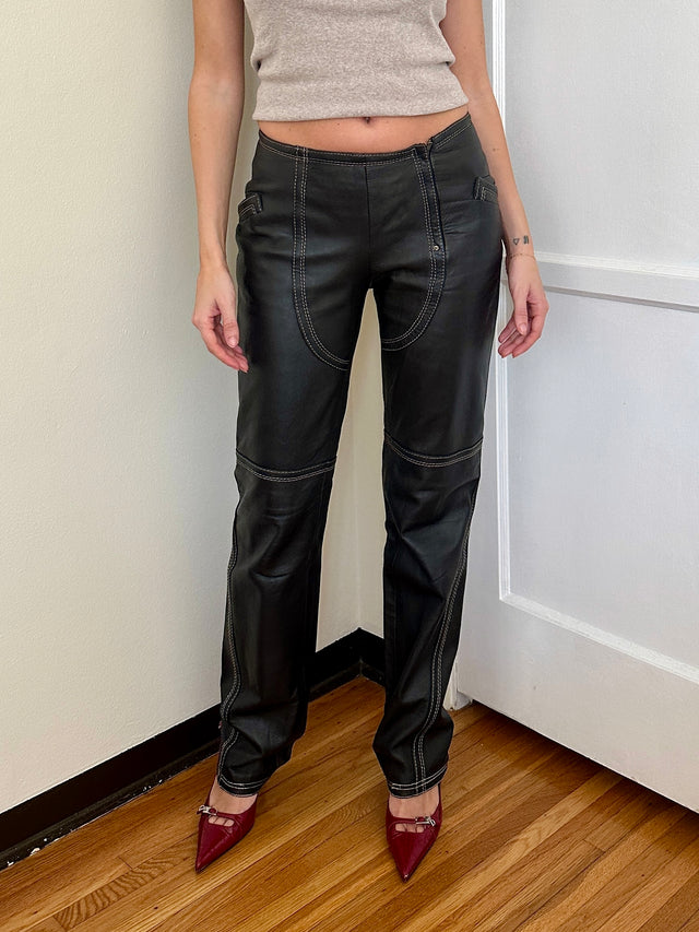 GF FERRE LEATHER PANTS S