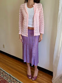 Vintage Pink Crochet Cardigan S/M