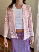 Vintage Pink Crochet Cardigan S/M
