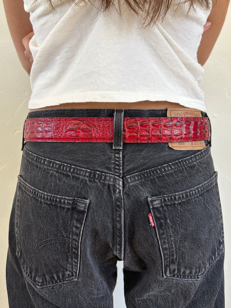 RED SNAKESKIN BELT