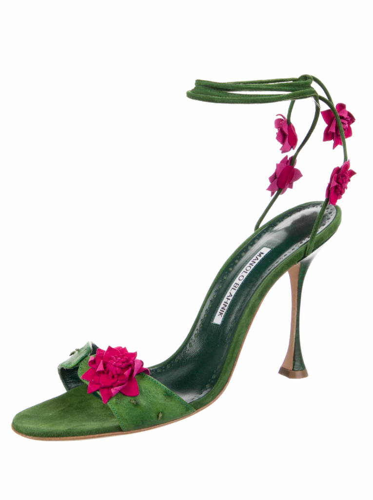 MANOLO BLAHNIK Floral Slides IT 40.5