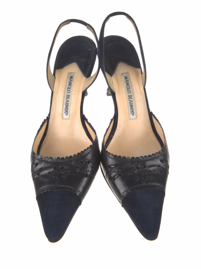 MANOLO BLAHNIK FLORAL SLINGBACKS IT 40.5 | NOU