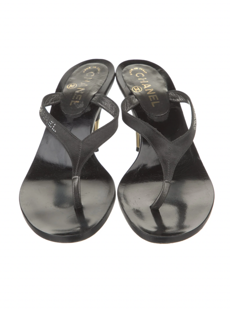 CHANEL Crystal Sandals IT 37.5