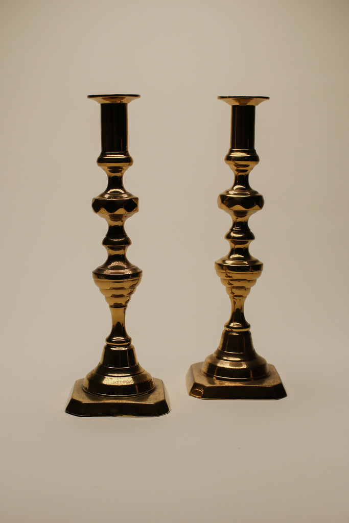 ENGLISH BRASS CANDLESTICK HOLDERS