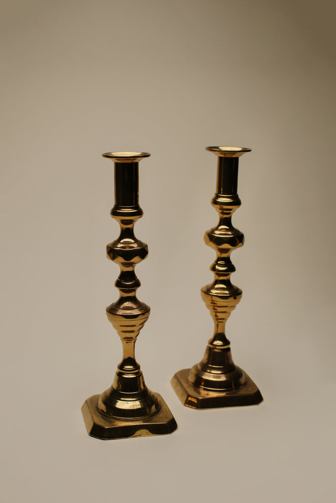 ENGLISH BRASS CANDLESTICK HOLDERS