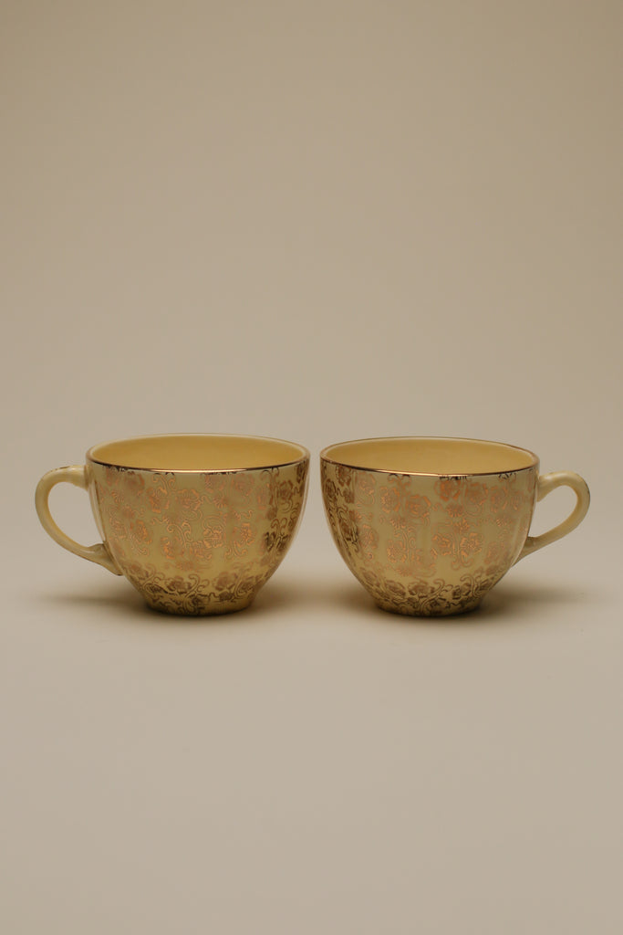 22K GOLDEN YELLOW TEA CUP SET x 2