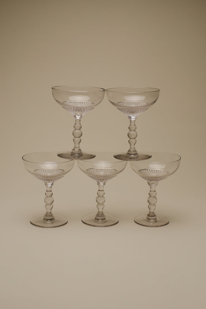 1930's CHAMPAGNE GLASS SET x 5