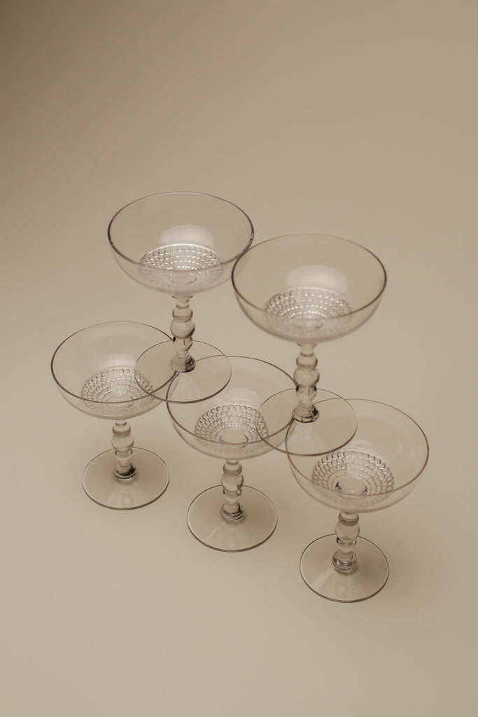 1930's CHAMPAGNE GLASS SET x 5