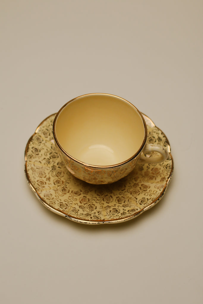 22K GOLDEN YELLOW TEA CUP SET x 2