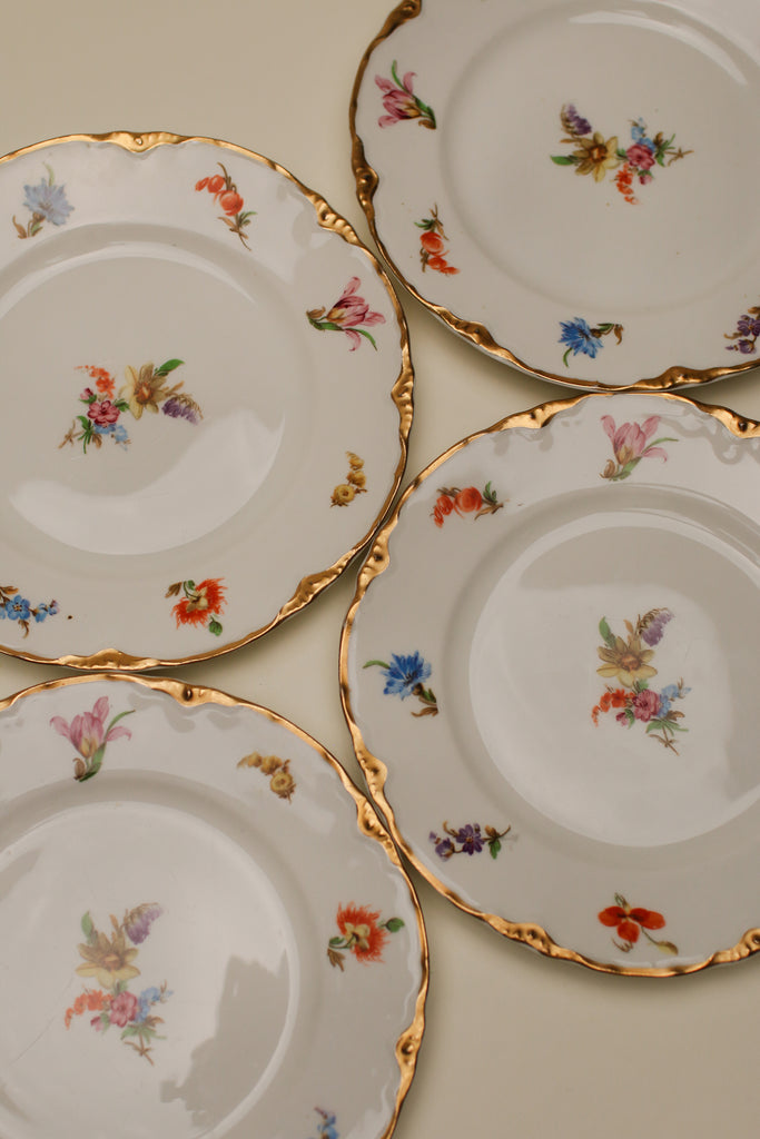 FLORAL DESSERT PLATES X 4