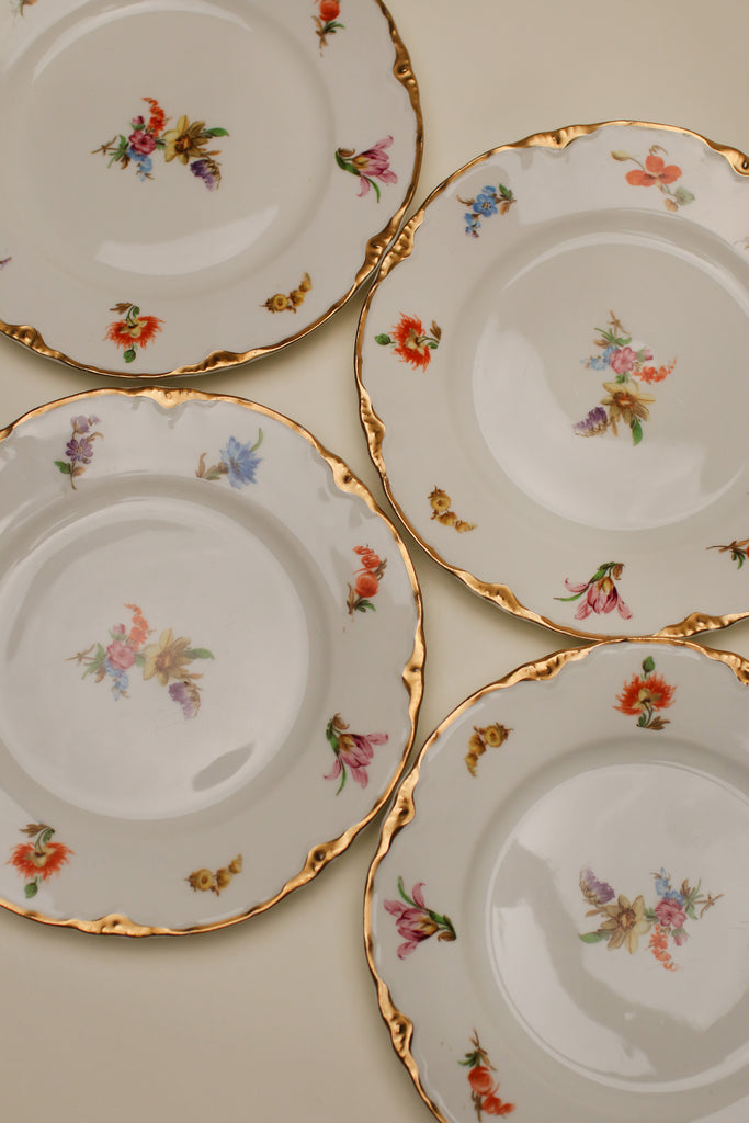 FLORAL DESSERT PLATES X 4