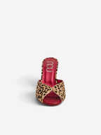 the mule in wildcard nou front view ponyhair cheetah high heel