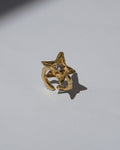 NOU Astra star-shaped toe ring in 24K gold-plated sterling silver with a central stone, adjustable fit.