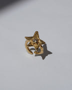 NOU Astra star-shaped toe ring in 24K gold-plated sterling silver with a central stone, adjustable fit.