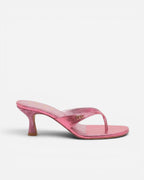 NOU The Kitty metallic pink kitten heel thong sandal with a glittery heel detail