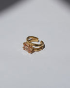 NOU Shoreline toe ring in 24K gold-plated sterling silver with a rectangular peach-toned stone and organic texture.